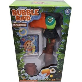 تصویر اسباب بازی حباب ساز موزیکال مدل طوطی مشکی bubble bird music light toy _تفنگ اسباب بازی 