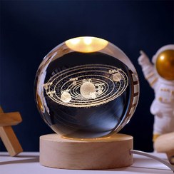 تصویر گوی کریستالی وچراغ خواب طرح منظومه شمسی (قطر 8 ) Crystal Ball Night Light – 3D Solar System Design