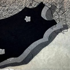 تصویر سارافون زنانه بافت 2 گل - خاکستری 