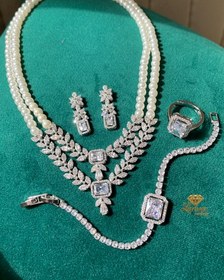 تصویر ست گردنبند و گوشواره عروس مروارید 