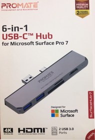 تصویر USB C Hub. 6 in 1 for microsoft surface pro 7 