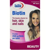 تصویر قرص بیوتین یوروویتال ۲۵۰۰ میکروگرم ۶۰ عددی 