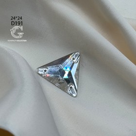 تصویر نگین دوختنی کریستال مثلث نقره ای 