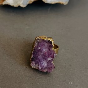 تصویر انگشتر راف سنگ آمیتیست 