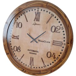 تصویر ساعت دیواری دکو پارس چوبی 70 سانتی رنگ طبیعی Wallclock decoparsi