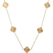 تصویر گردنبند طرح ونکلیف، استیل رنگ ثابت، شبدر چهار پر، (5 گل) کد:D041 