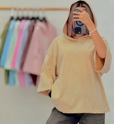 تصویر تیشرت باکسی کلاهدار 852 - نسکافه ای 