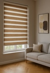 تصویر پرده زبرا ساده رنگ قهوه ای 