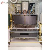 تصویر ست آینه کنسول و میز تلویزیون چوبی شیک آینه ای 