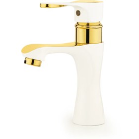 تصویر شیر روشویی زینو مدل آراز سفید طلایی 