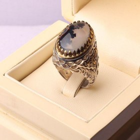 تصویر انگشتر عقیق شجری قائن اصل و طبیعی مردانه ا original opal ring for men original opal ring for men