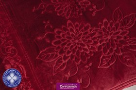 تصویر پتو گلبافت طرح گل برجسته تک رنگ زرشکی اناری - دونفره golbaft