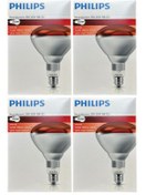 تصویر لامپ 4 قطعه 250W مادون قرمز گرمایش حیوانات و فیزیوتراپی چراغ فیلیپس Philips 