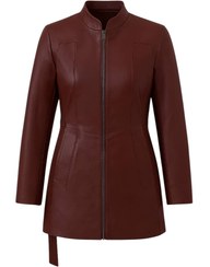 تصویر کاپشن چرم طبیعی زنانه آکو Ako