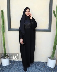 تصویر عبا زنانه مشکی حریر اسود مدل تابان مزون نجما - مشکی / سایز Taban Abaya