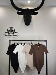 تصویر بادی نیم زیپ آستین کوتاه فری سایز 