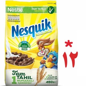 تصویر کورن فلکس توپی شکلاتی 12 تایی نسکوئیک 450 گرمی Nesquik 