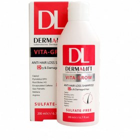 تصویر شامپو تقویت كننده درمالیفت فاقد سولفات مناسب موی خشک و آسیب دیده Dermalift Shampoo Anti Hair Loss for dry and damaged hair sulfate free 200ml