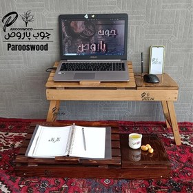 تصویر میز لپتاپ چوبی دست ساز کد 2-2458 - میز لپ تاپ نشسته میز لپتاپ همراه میز لپتاپ پرتابل کادو تولد هدیه تولد کادویی خاص 