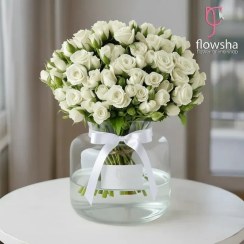 تصویر جار گل رز مینیاتوری سفید آرمینا 