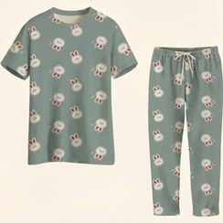 تصویر ست تی شرت و شلوار راحتی زنانه جنس گیاهی طرح خرگوش 