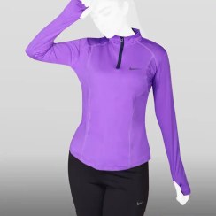 تصویر تیشرت نیم زیپ ورزشی زنانه فینگری نایک T-N64 