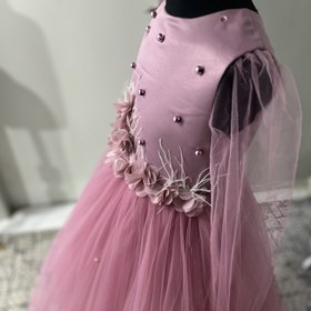 تصویر لباس عروس بچگانه آستین دار تور سانول Dress