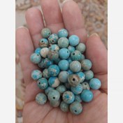 تصویر مهره سنگ فیروزه آفریقایی سوراخ دار سایز 8 درجه یک اصل طبیعی 