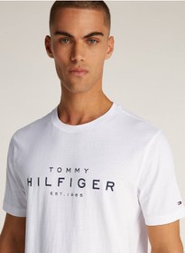 تصویر تی‌شرت بزرگ مردانه هیلfiger - 100% پنبه، سفید برند Tommy Hilfiger Men's Big Hilfiger T-shirt - Cotton, White