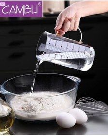 تصویر فرنچ پرس سیاه اندازه گیری قوری مطبوعاتی فرانسوی Cauted 3In1 محصول Borosilicate شیشه 300 میل و کف قهوه شیر LaGabya 