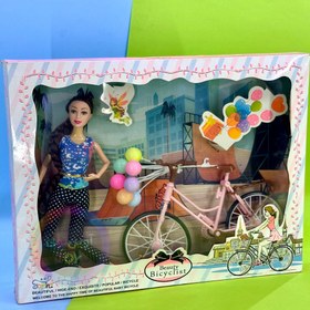 تصویر عروسک باربی دوچرخه سوار مفصلی 