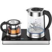 تصویر چای ساز تکنو مدل TE938 با کتری پیرکس ظرفیت ۱.۷ لیتر 