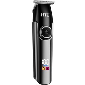 تصویر ماشین اصلاح مو و ریش HTC با 2 سرعت، شارژ USB، بی‌سیم، تیغه T شکل، نمایشگر LED و 3 شانه برند htc HTC Hair Clipper, Beard Trimmer with 2 Speed Settings, USB Rechargeable Cordless T-Shape Shaver with LED Display and 3 Combs, AT