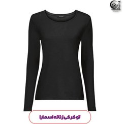 تصویر بلوز تو کرکی زنانه اسمارا مشکی تیشرت آستین بلند 