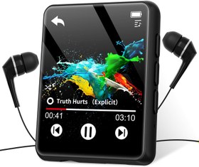 تصویر پخش کننده MP3 32 گیگابایتی با بلوتوث 5.0 قابل حمل Mp3 Player تمام لمسی با بلندگو پخش کننده موسیقی Hi-Fi قابل حمل با پخش کننده mp3 رادیویی FM برای کودکان مناسب برای دویدن ورزشی (مشکی) - ارسال 20 روز کاری 32GB Mp3 Player with Bluetooth 5.0 Portable Full Touch Screen Mp3 Player with Speakers Portable hi-fi Music Player with FM Radio Recording mp3 Player for Kids Suitable for Sports Running (Black)