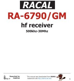 تصویر دانلود کتاب Racal RA-6790 H.F. Receiver 1995 کتاب انگلیسی گیرنده Racal RA-6790 H.F. 1995