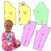 تصویر الگوی پیراهن برش رگلان آستین و شلوار کودک 