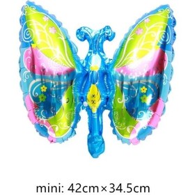 تصویر بادکنک فویلی پروانه سبز و صورتی 
