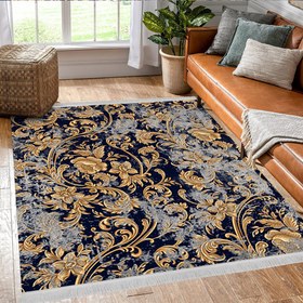 تصویر فرشینه طرح گل های اسلیمی پتینه ای BA-3410 