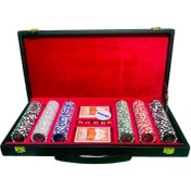 تصویر چیپ ۳۰۰ عددی سرامیکی بازی پوکر با کیف چرمی 