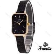 تصویر دنیل ولینگتون زنانه مستطیلی بند حصیری مشکی قاب طلایی w-9275 