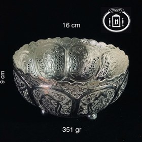 تصویر پسته خوری نقره قلم گل و مرغ ممتاز عیار ۸۴ استاندارد ایران Silver bowl 84% purity