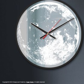 تصویر ساعت آینه ای طرح ماه moon-mirror-wall-clock