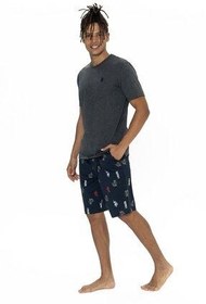 تصویر ست پیژامه خاکستری مردانه U.S POLO ASSN. اورجینال U.S. Polo Assn. 