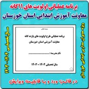 تصویر برنامه عملیاتی اولویت های 11 گانه معاونت آموزش ابتدایی خوزستان 1404- 1403( ویژه مدیران ابتدایی ) 