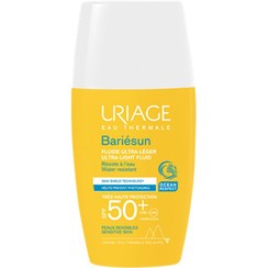 تصویر ضد آفتاب فلوئیدی اوریاژ URIAGE مدل باریسان BARIESUN حاوی +SPF50 حجم 30 میل | بدون رنگ، جوانساز 