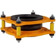 تصویر لرزه‌گیر لاستیکی زرد ۵ اینچ (DN125 | ۱۲۵ میلی‌متر) PN10 مهاردار فلکسور پارس | رابر جوینت صنعتی ضد ارتعاش Yellow Rubber Expansion Joint 5" (DN125 – 125mm) PN10 with Tie Rods – Flexor Pars