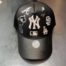 تصویر کلاه پشت توری نقاب چرم برند NY 