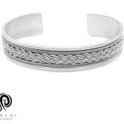 تصویر بنگل نقره مردانه بافت اسپرتی مدل BEB T13 