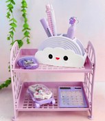 تصویر شلف و نظم دهنده ی دو طبقه پلاستیکی 